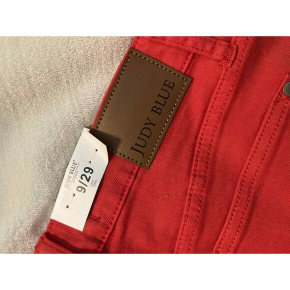 Judy Blue | NWT Red High Waist Tummy Control Cropped Denim Jeans | Size 29 - Picture 3 of 8
